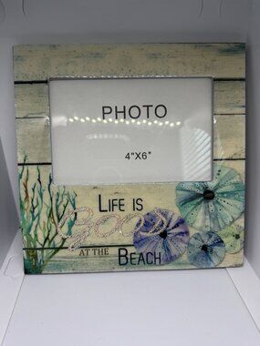 Life is good on the beach photo frame 4x6 Bedazzled